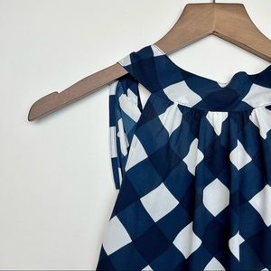 NWT J. Crew Factory Navy Gingham tie-neck tank